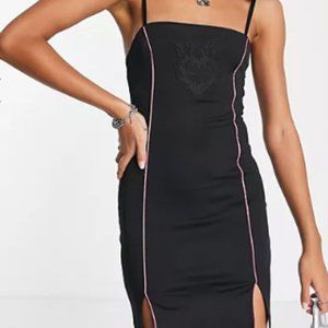 Reclaimed Vintage Inspired piped bengaline dress in black - US 8 - NWT!